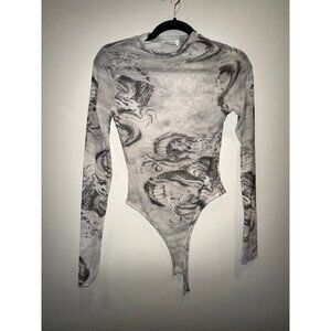 Black Bead sheer Dragon Bodysuit